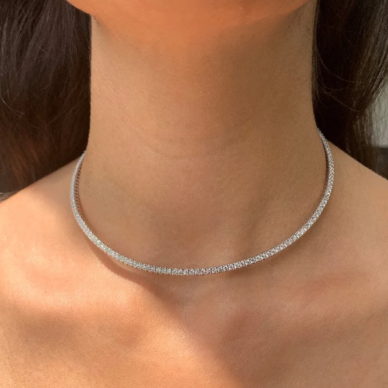 luxury diamond necklace -Joelle Diamond Choker Necklace 5.28 CT TDW 18K Gold