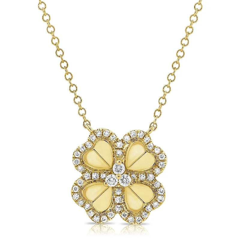 minimalist round necklace -Joelle Diamond Flower Necklace 1/5 CTW 14K Yellow Gold