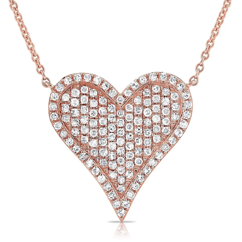 name necklace for birthday -Joelle Diamond Heart Necklace 14K Rose Gold 1/3 ct TDW