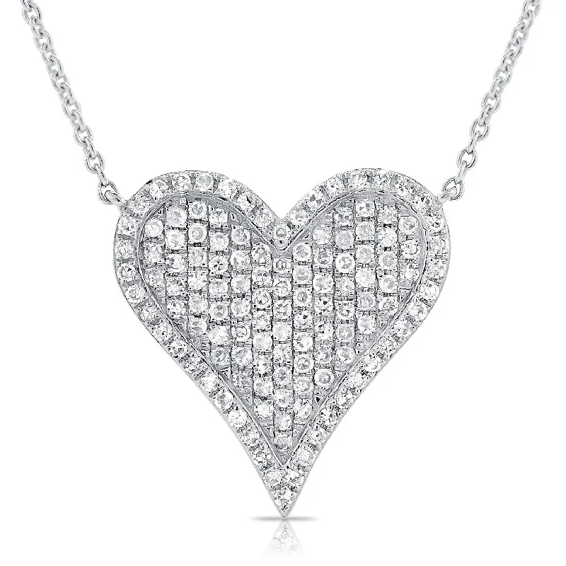 mother’s birthstone necklace -Joelle Diamond Heart Necklace 14K White Gold 1/3 ct TDW