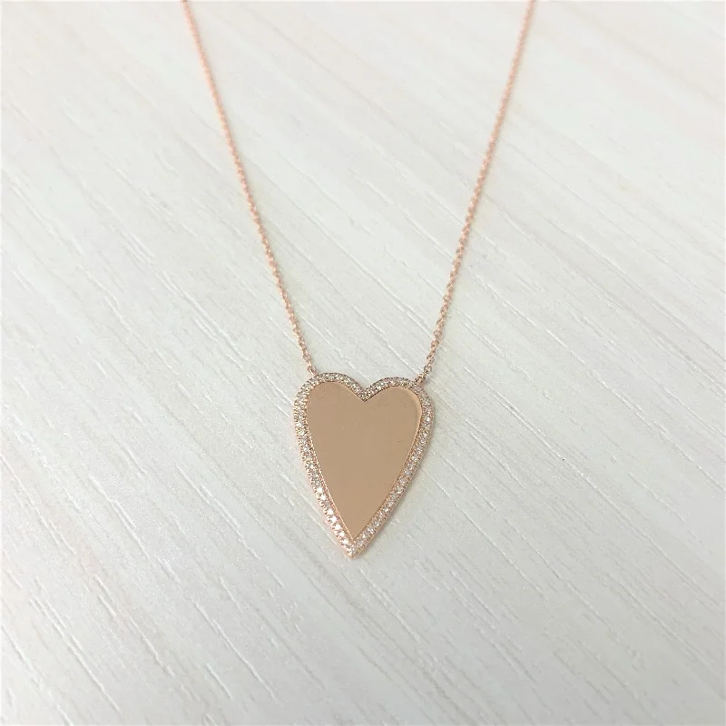 birthstone necklace for girlfriend -Joelle Diamond Heart Pendant Necklace 14K Rose Gold 1/7 CT TDW