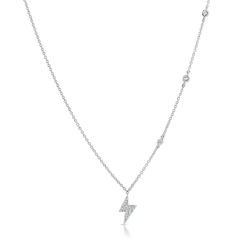 custom engraved bar necklace -Joelle Diamond Lightning Bolt 14K Gold Necklace 1/10 ct. TDW