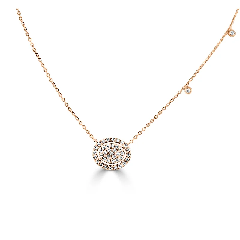 natural stone charm necklace -Joelle Diamond Necklace 14K Rose Gold 1/5 ct tw