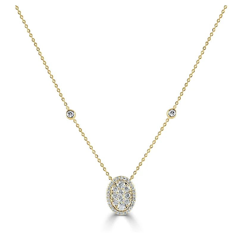 double layer crystal necklace -Joelle Diamond Oval 14K Yellow Gold Necklace 1/2ct TDW