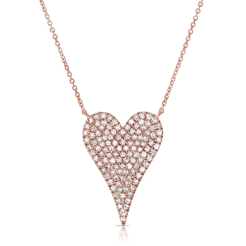 dainty silver pendant necklace -Joelle Diamond Pave Heart Necklace - Pendant 1/3 Cttw. 14K Gold