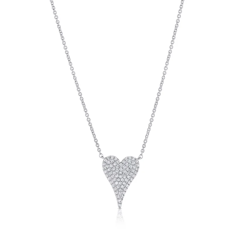 multi-colored gemstone necklace -Joelle Diamond Pave Heart Pendant 1/10 Cttw. - Heart Necklace 14K White Gold