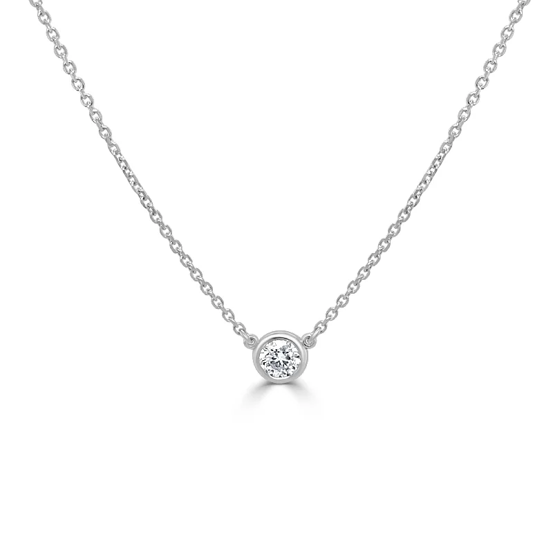 unique design necklace -Joelle Diamond Solitaire Pendant 1/4 CTW 14K White Gold 18-inch