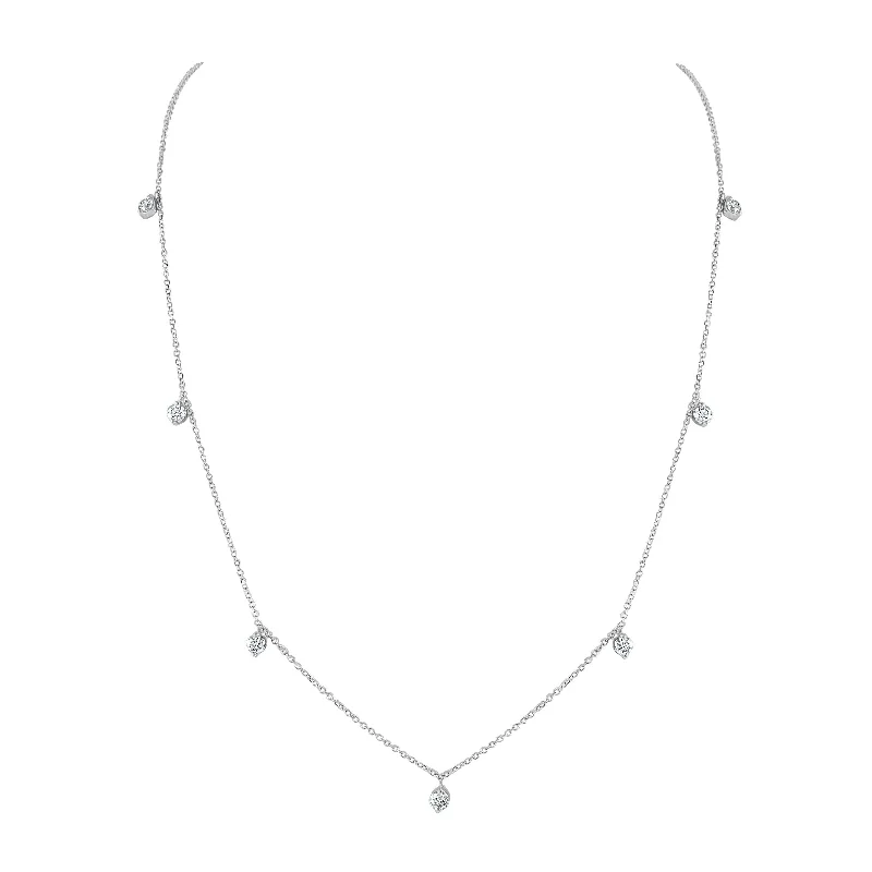 geometric silver necklace -Joelle Diamond Station Necklace 14K Gold 5/8 ct tw Diamond Necklace