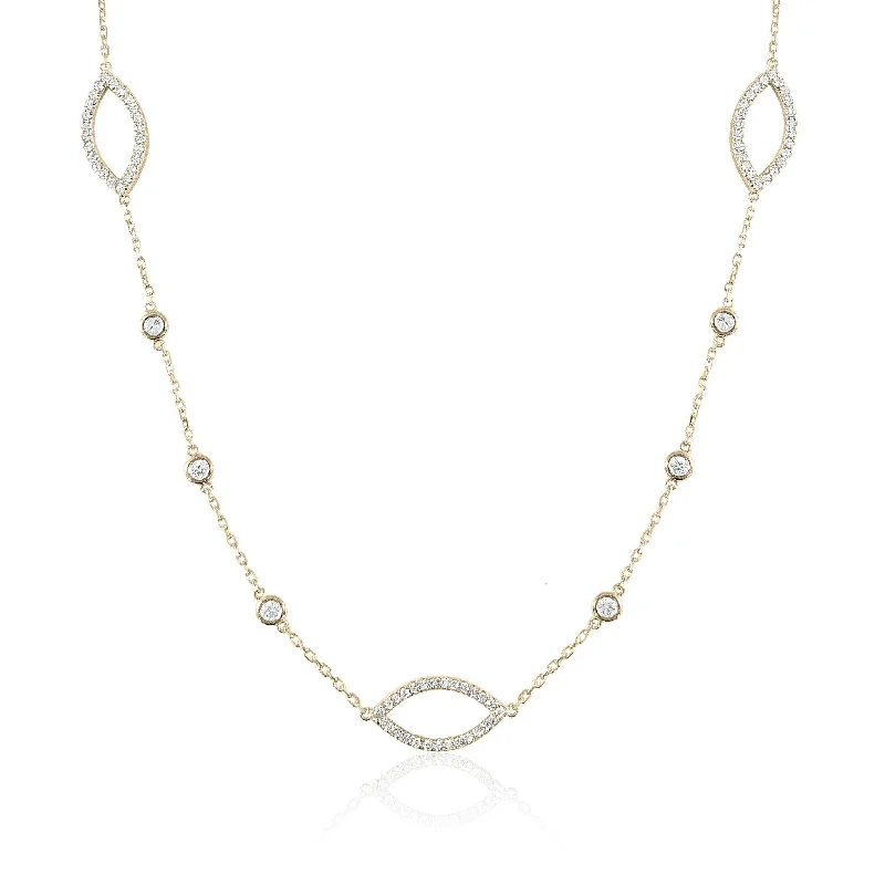 unique design necklace -Joelle Diamond Station Necklace 14K Yellow Gold 1 1/2 CT TDW