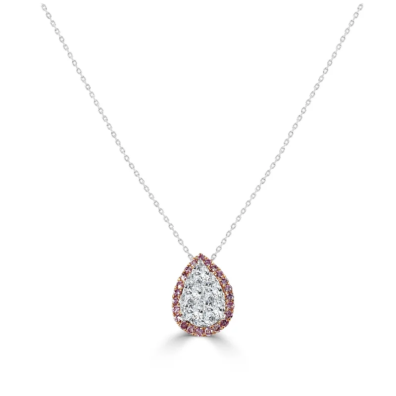 engraved photo necklace -Joelle Pink Diamond 18k White & Rose Gold Necklace 1/2ct TDW