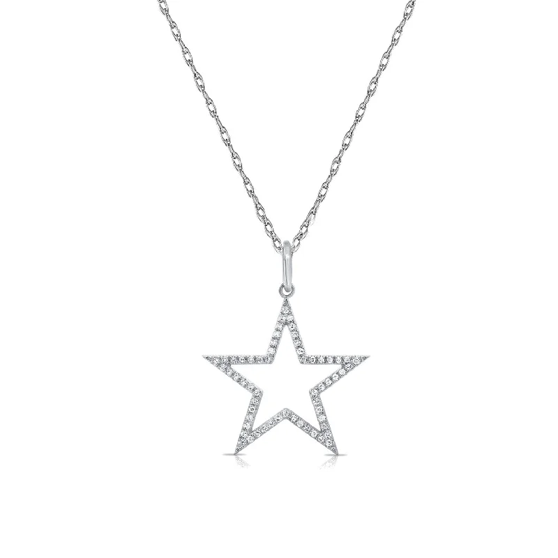 simple custom necklace -Joelle Star Diamond 14K Gold Necklace 1/5ct TDW