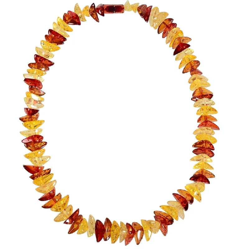 boho chic necklace for women -Multi Color Faux Amber Chips Necklace-24"