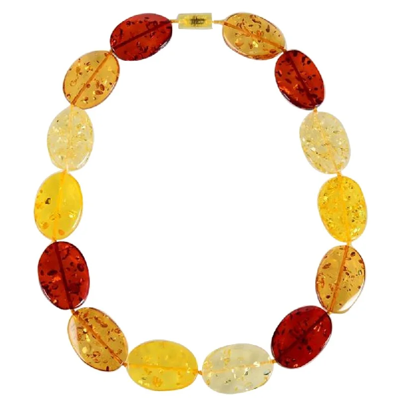 rainbow gemstone necklace -Multi Color Faux Amber Disc-Shaped Statement Necklace-23"