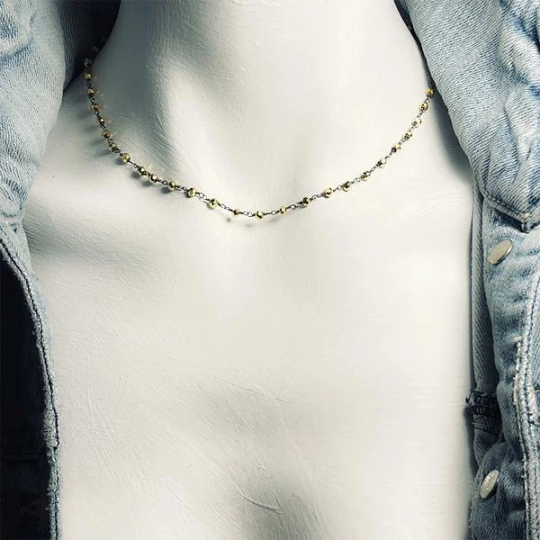 infinity circle necklace gold -Emily Pyrite Chain Princess Necklace in Gold - 16"