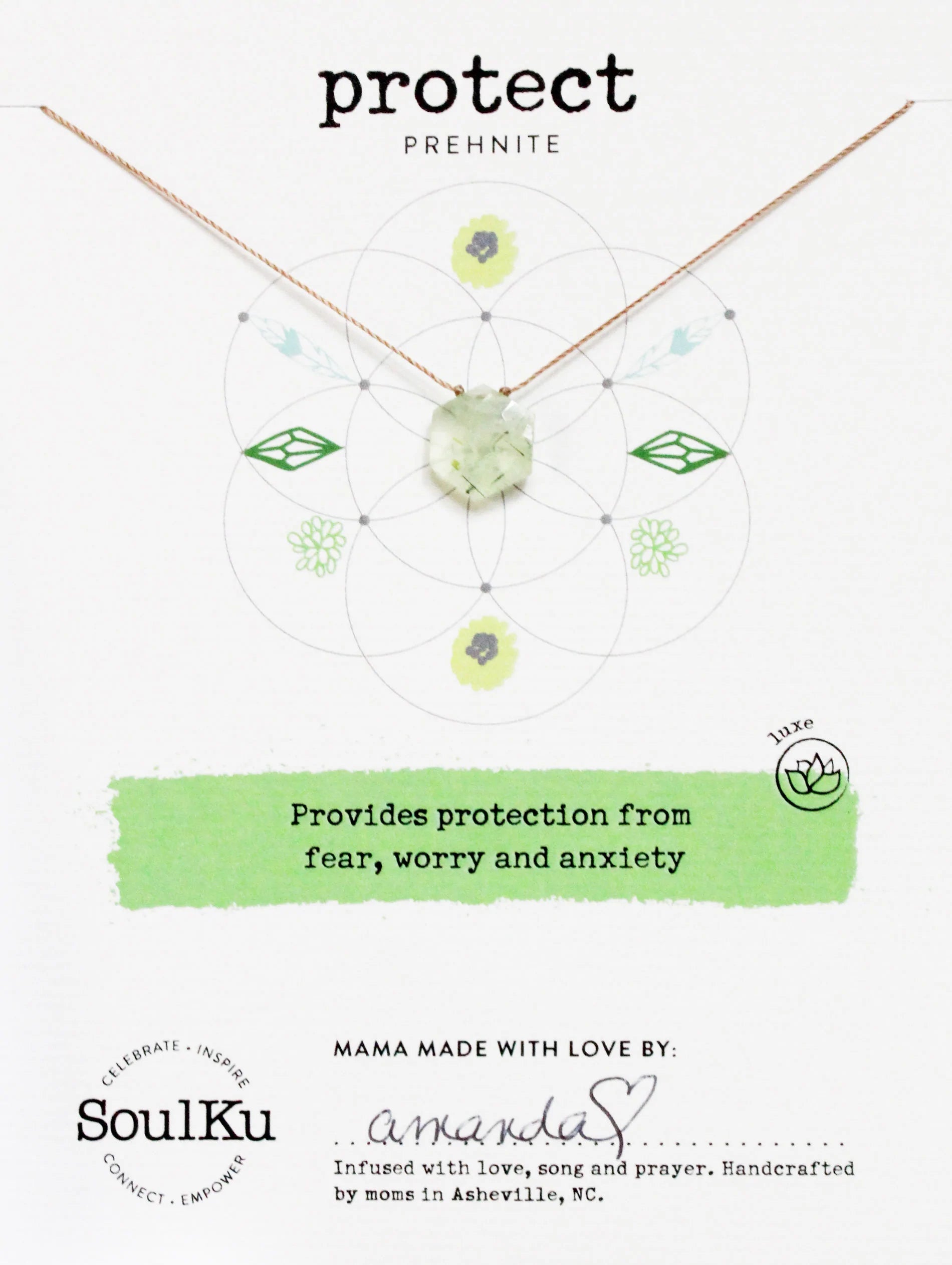 luxury chain necklace for women -Prehnite Sacred Geometry Necklace to Protect