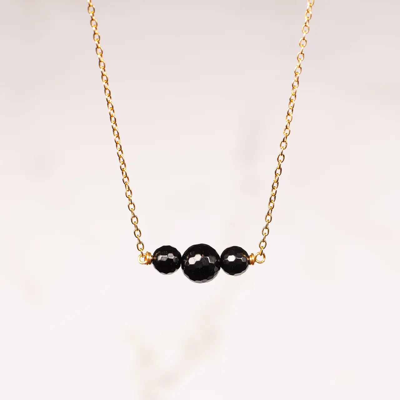 multi-layer chain necklace -Gold Triple Stone Choker Necklace