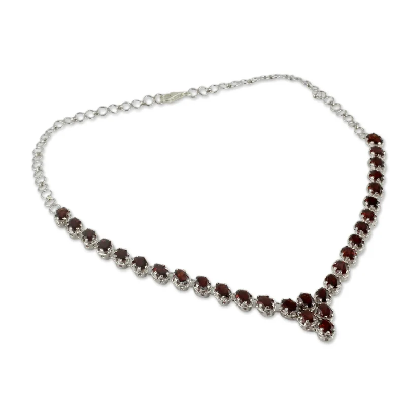 retro chain necklace for women -Novica Handmade Cascading Crimson Garnet Y-Necklace