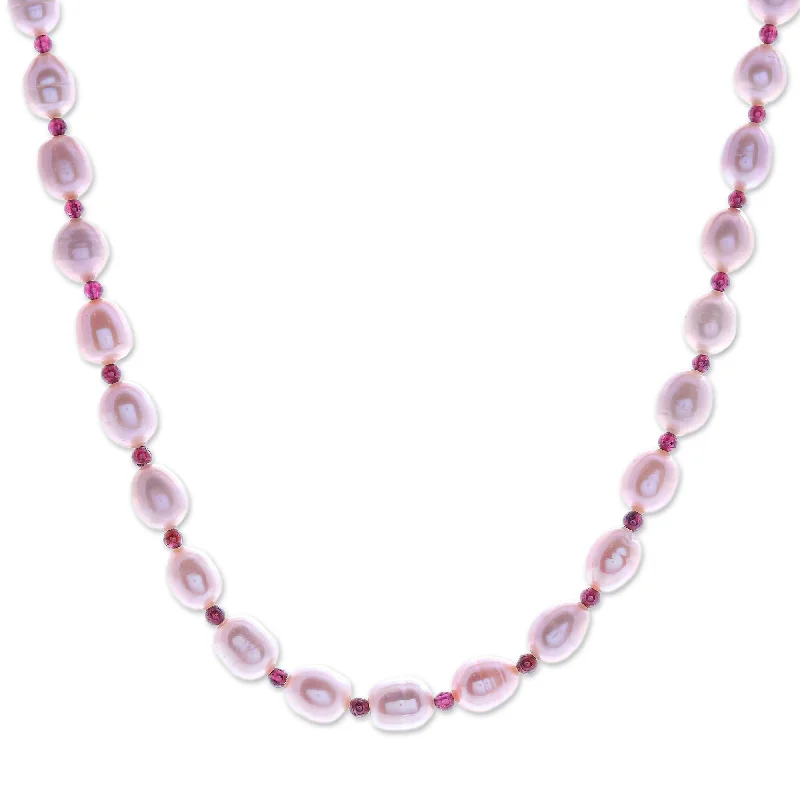 classic gold chain necklace -Novica Handmade Sea Of Love Pearl And Garnet Strand Necklace