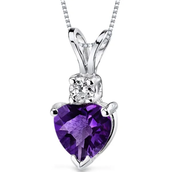 luxury diamond necklace -Oravo 14k White Gold Heart-shape Gemstone Diamond Accent Pendant