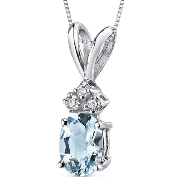 opal heart necklace -Oravo 14k White Gold Oval-cut Gemstone Diamond Accent Pendant