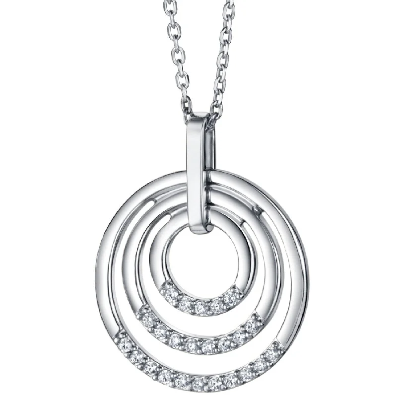 multi-layer chain necklace -Sterling Silver 3-circle Generation Pendant, Adjustable Chain