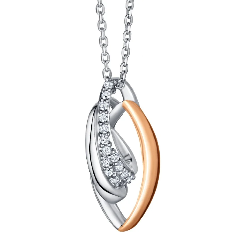 crystal drop pendant necklace -Two-Tone Sterling Silver Embellished Teardrop Pendant, Adjustable Chain