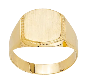 women’s wedding bands with sapphire stones-10K Engravable Brushed Top Signet Ring