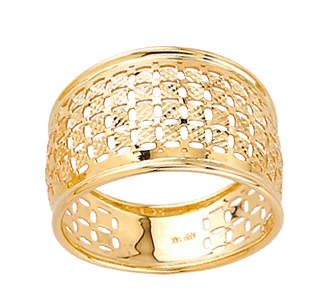 custom gold rings for couples-10K Fancy Top Domed Wide Band