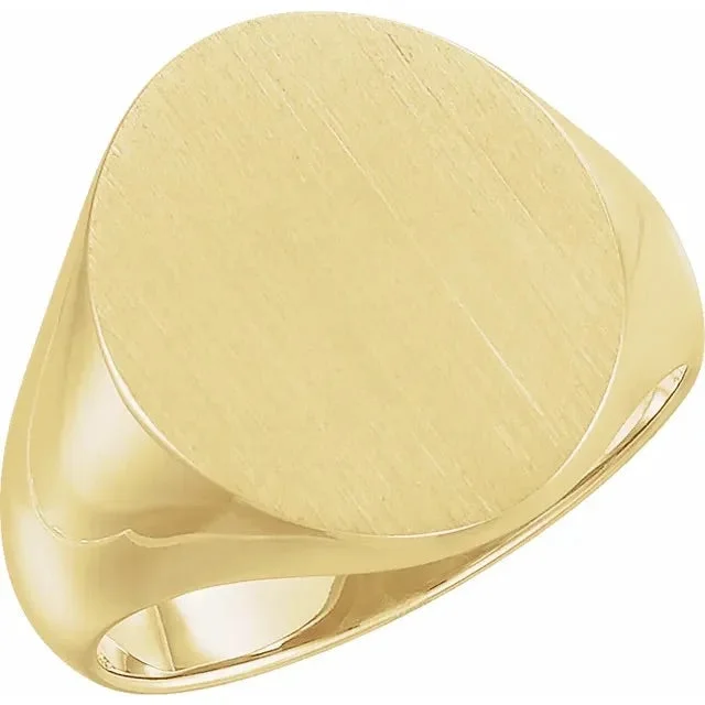 custom made promise rings-10K Yellow Gold Oval Brushed Top Signet Ring