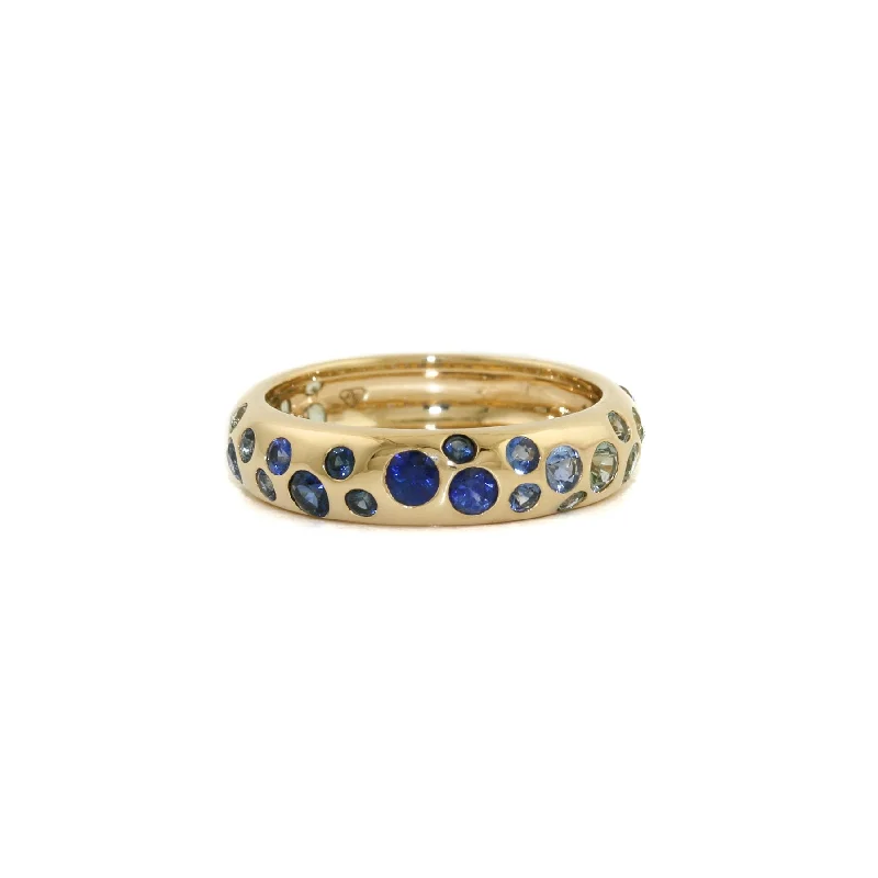 men’s rings with blue diamonds-14k Gold x 4mm Blue Sapphire Ombre Confetti Band