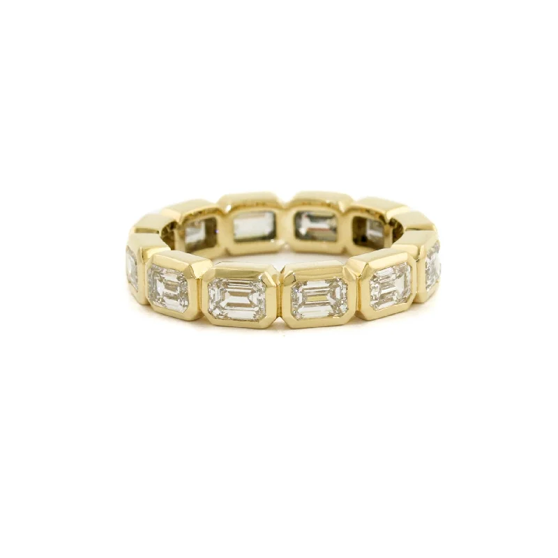 custom rings with initials for women-14K Gold Emerald-Cut Diamond Eternity Band