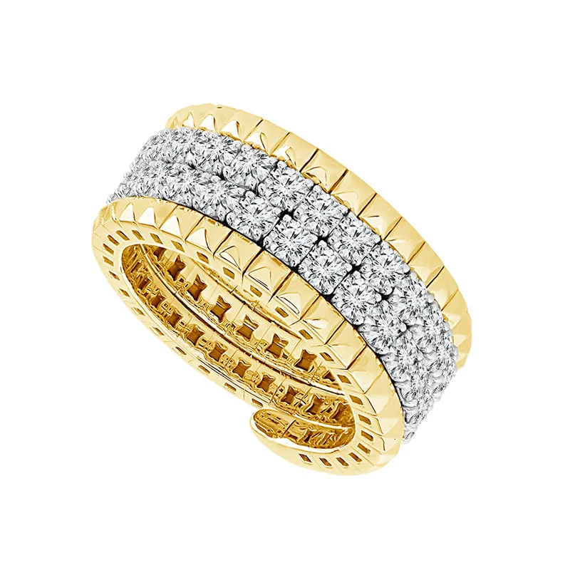 women’s wedding bands with blue diamonds-14K Two Tone Diamond and Gold Flexible Band