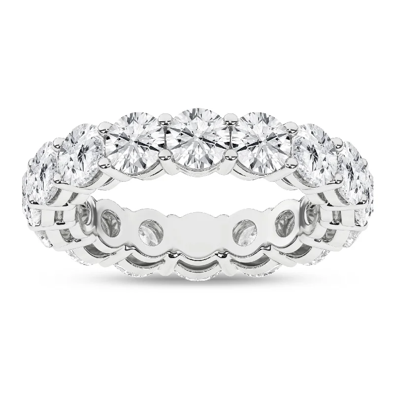 men’s rings with rubies and sapphires-14K White Gold Lab Grown 5.28ctw Round Diamond Eternity Band