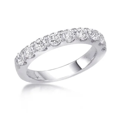 vintage engagement rings for men with diamonds-14K White Gold Nine Stone Diamond Band