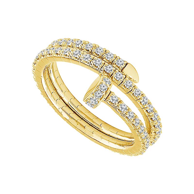 men’s wedding rings with colored gemstones-14K Yellow Gold Diamond Nail Wrap Flexible Ring