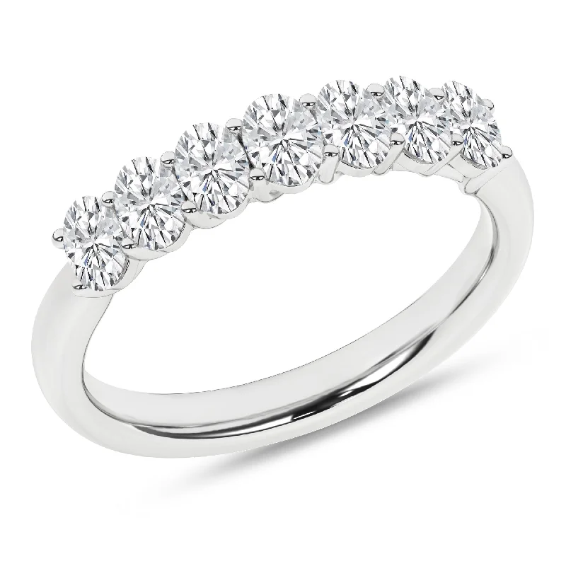 women’s engraved wedding bands-14K White Gold Lab Grown Oval Diamond Band