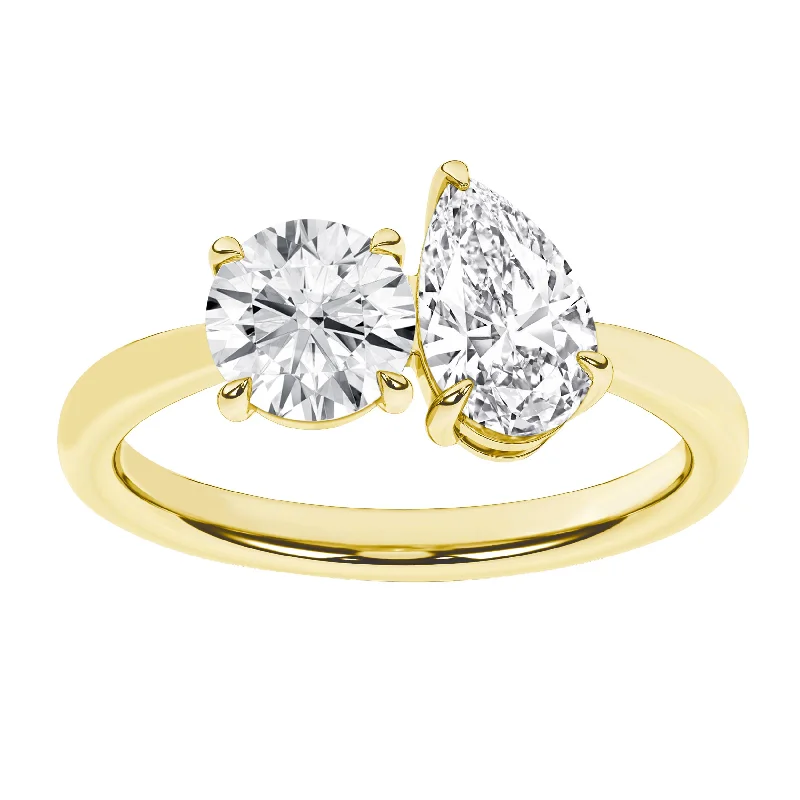 men’s gold rings with diamonds-14K Yellow Gold Lab Grown Toi Et Moi Diamond Ring