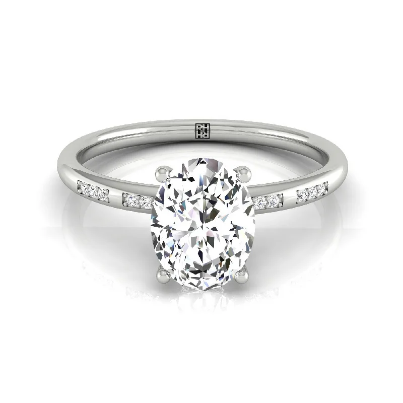 silver rings for women with diamonds-14kw Oval Engagement Ring With High Hidden Halo With 26 Prong Set Round Diamonds