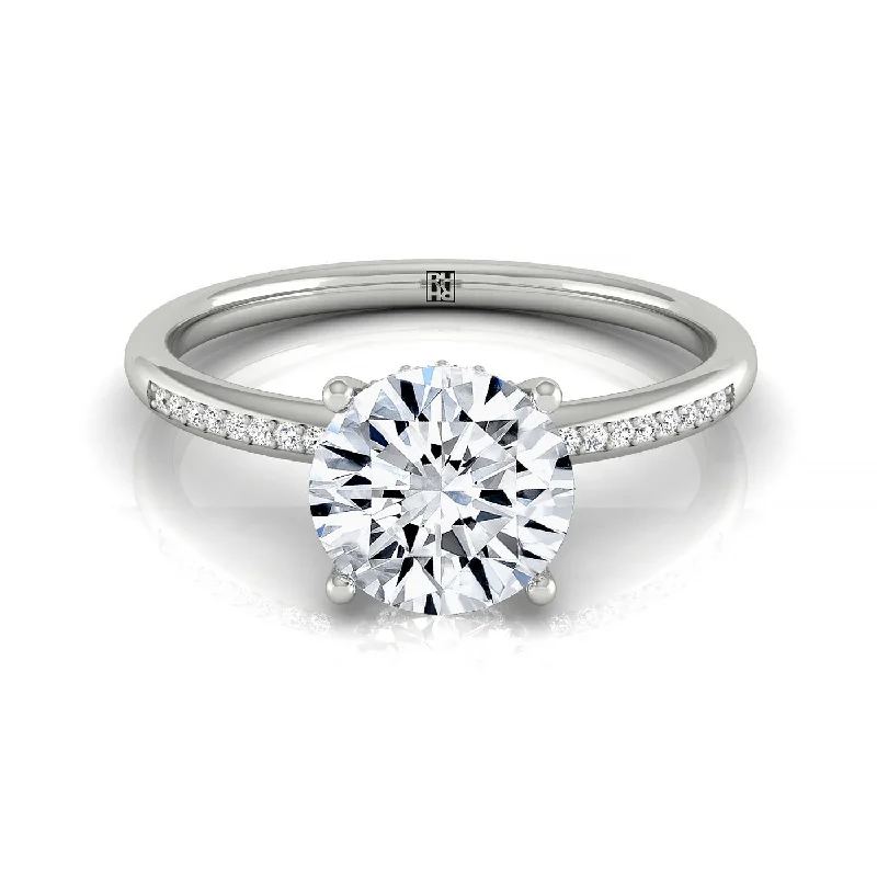 custom made promise rings-14kw Round Engagement Ring With High Hidden Halo With 32 Prong Set Round Diamonds