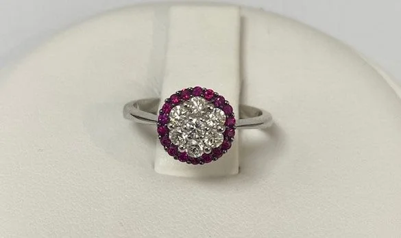 vintage diamond wedding rings with emeralds-18kt White Gold Ruby and Diamond Ring