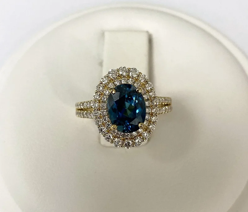 luxury gold wedding rings for women-18kt Yellow Gold Blue Zircon Ring