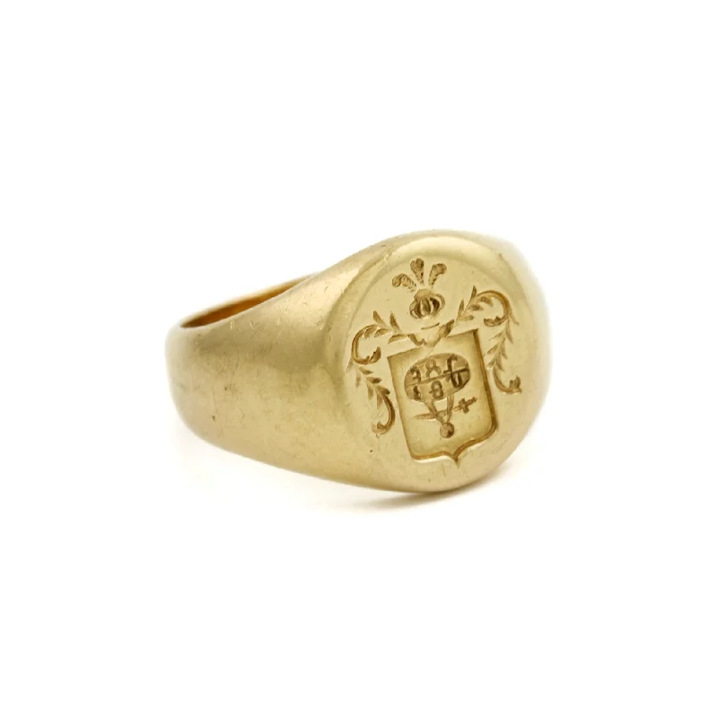 men’s wedding rings with custom designs-1910's French Crest Signet