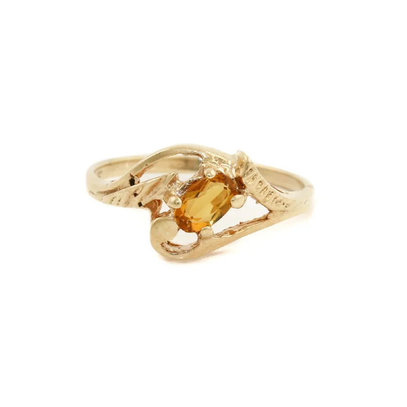 luxury gold wedding rings for women-Abstract 10k Gold x Citrine Cocktail Ring