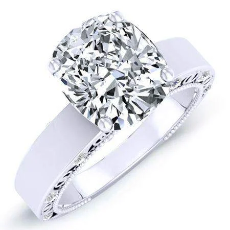 women’s custom diamond rings-Acacia - Cushion Lab Diamond Engagement Ring VS2 F (IGI Certified)