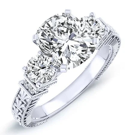 women’s platinum rings with diamonds-Angelonia - Cushion Lab Diamond Engagement Ring VS2 F (IGI Certified)