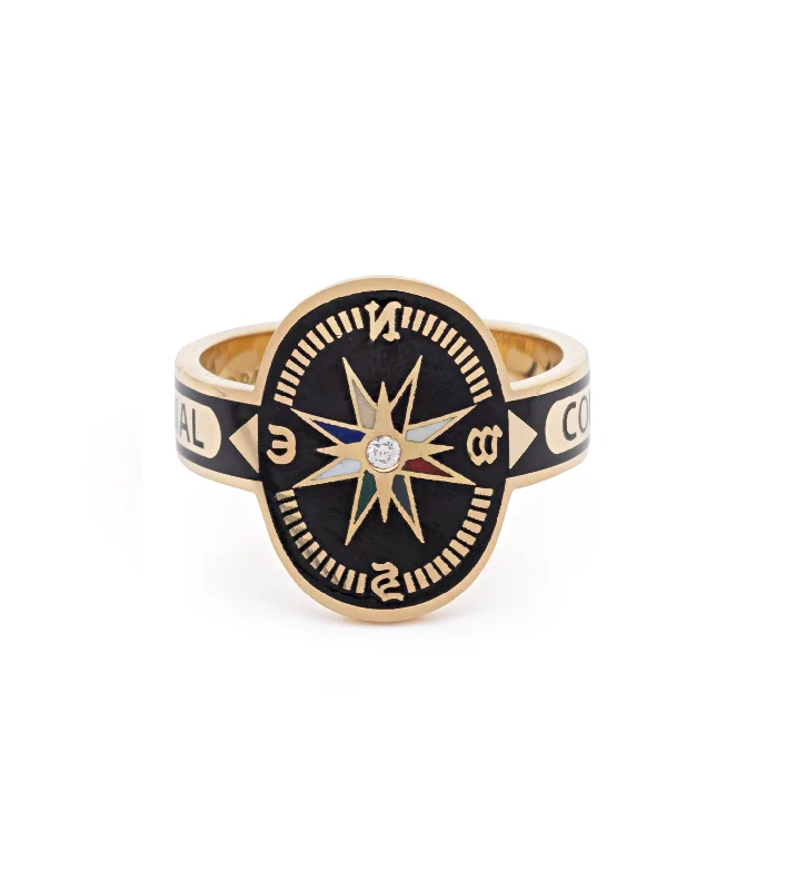 wedding ring sets for men and women-Internal Compass : Black Cigar Band