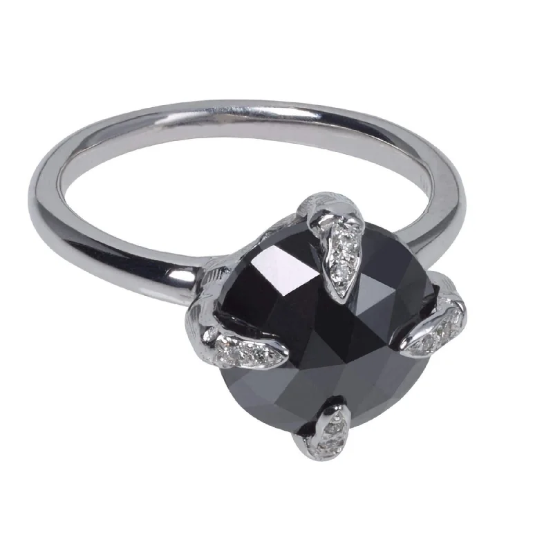 engagement rings with colored stones-Black Diamond Claw Ring