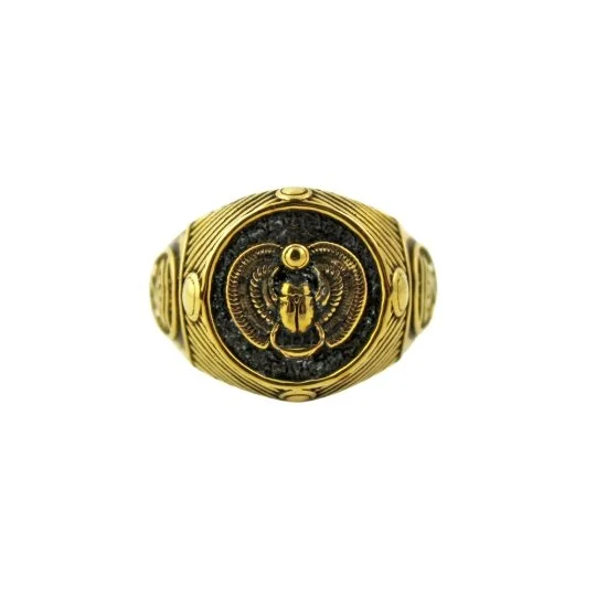 custom diamond promise rings for men-Brass Scarab Ring