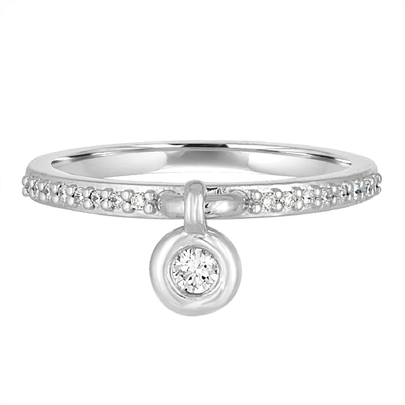 silver rings for women with diamonds-14K White Gold Queen of Bounce Charm Ring