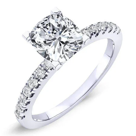 women’s gemstone engagement rings-Dahlia - Cushion Lab Diamond Engagement Ring VS2 F (IGI Certified)